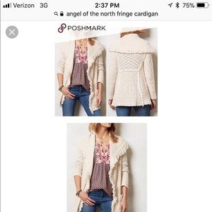 Anthropologie Angel of the North Fringe Cardigan